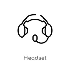 outline headset vector icon. isolated black simple line element illustration from customer service concept. editable vector stroke headset icon on white background