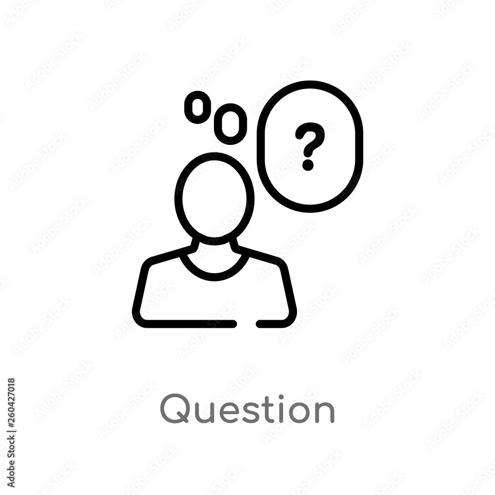 Poster outline question vector icon. isolated black simple line element illustration from customer service 