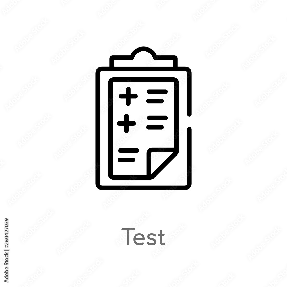 Poster outline test vector icon. isolated black simple line element illustration from customer service conc
