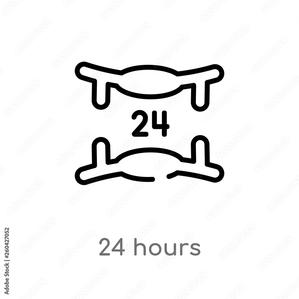 Poster outline 24 hours vector icon. isolated black simple line element illustration from customer service 