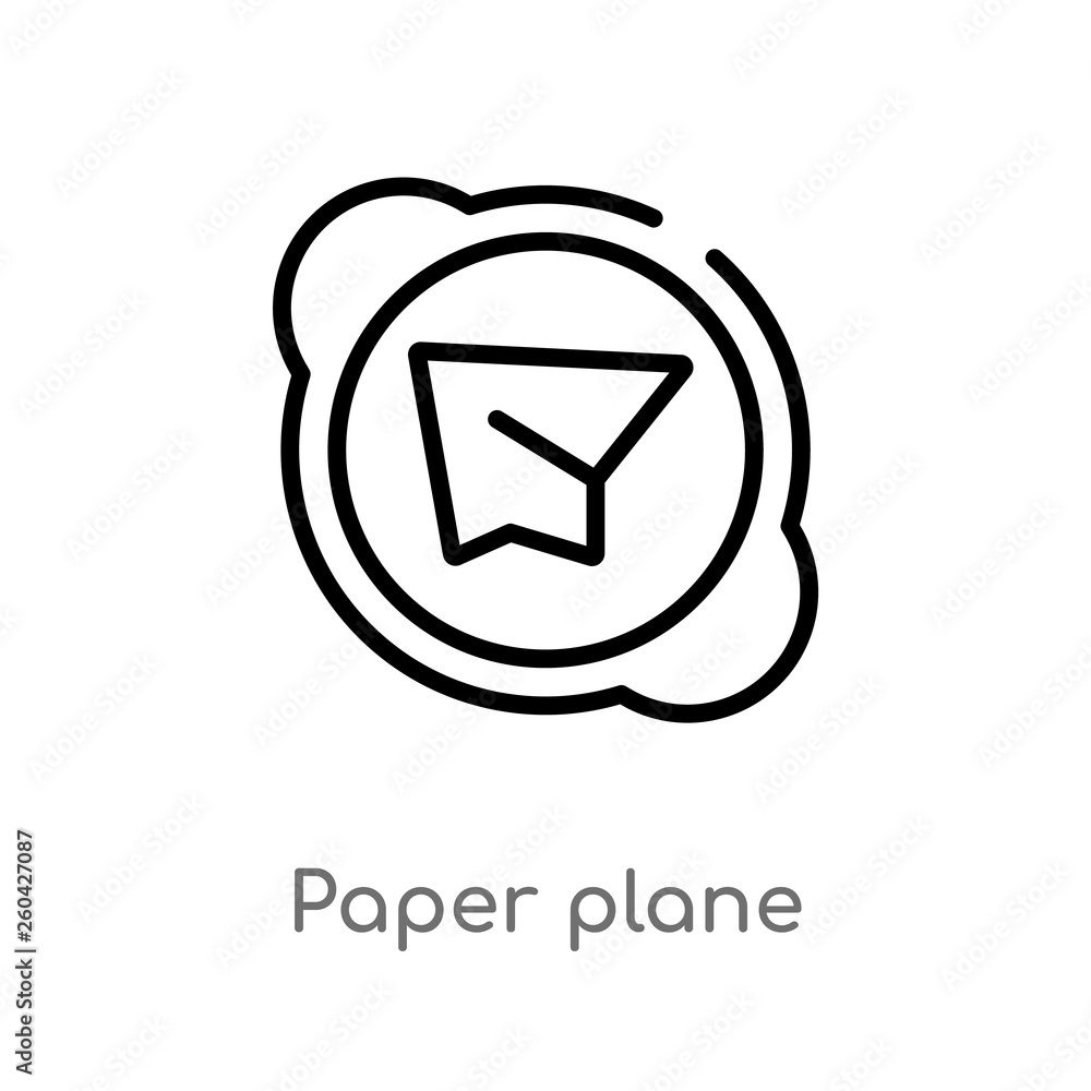 Poster outline paper plane vector icon. isolated black simple line element illustration from customer servi