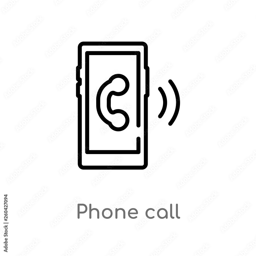 Poster outline phone call vector icon. isolated black simple line element illustration from customer servic