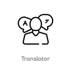 outline translator vector icon. isolated black simple line element illustration from customer service concept. editable vector stroke translator icon on white background