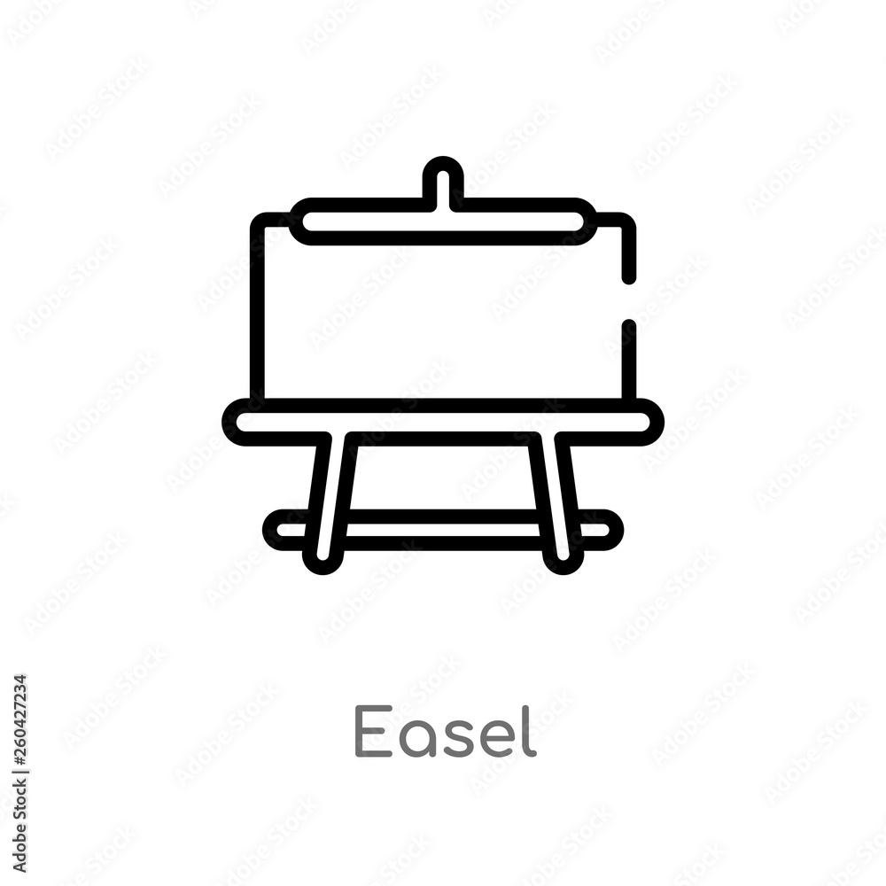 Poster outline easel vector icon. isolated black simple line element illustration from education 2 concept.