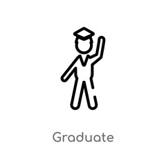 outline graduate vector icon. isolated black simple line element illustration from education 2 concept. editable vector stroke graduate icon on white background