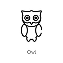 outline owl vector icon. isolated black simple line element illustration from education 2 concept. editable vector stroke owl icon on white background