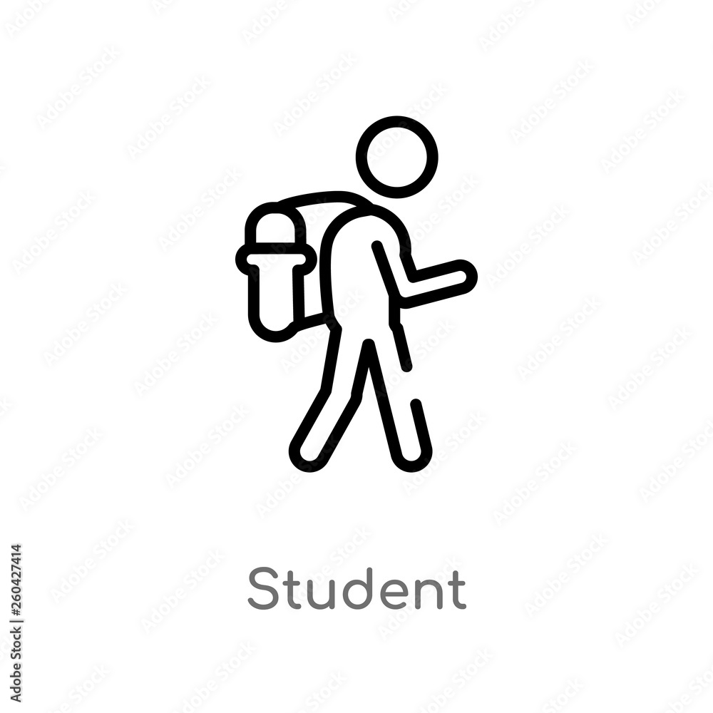 Poster outline student vector icon. isolated black simple line element illustration from education 2 concep