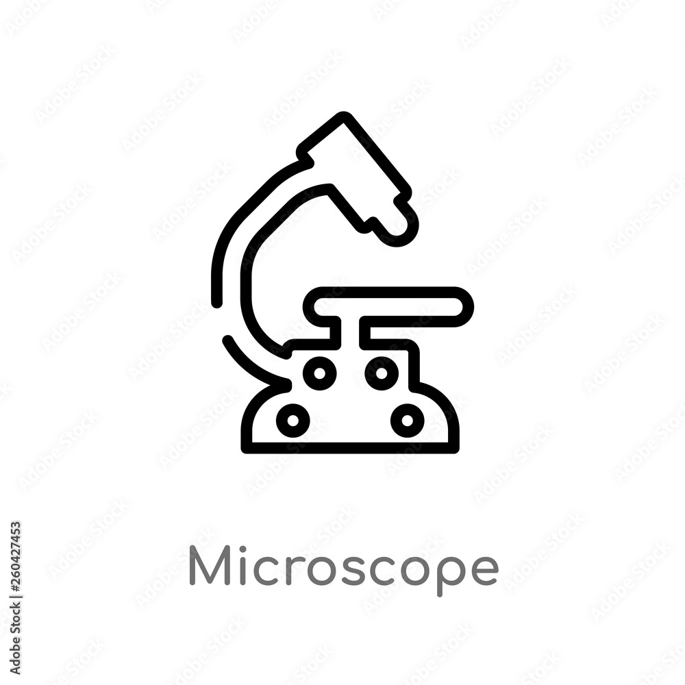 Poster outline microscope vector icon. isolated black simple line element illustration from education 2 con