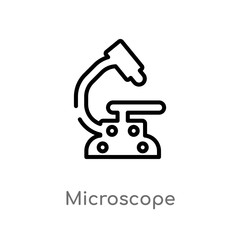 outline microscope vector icon. isolated black simple line element illustration from education 2 concept. editable vector stroke microscope icon on white background