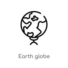 outline earth globe vector icon. isolated black simple line element illustration from education 2 concept. editable vector stroke earth globe icon on white background