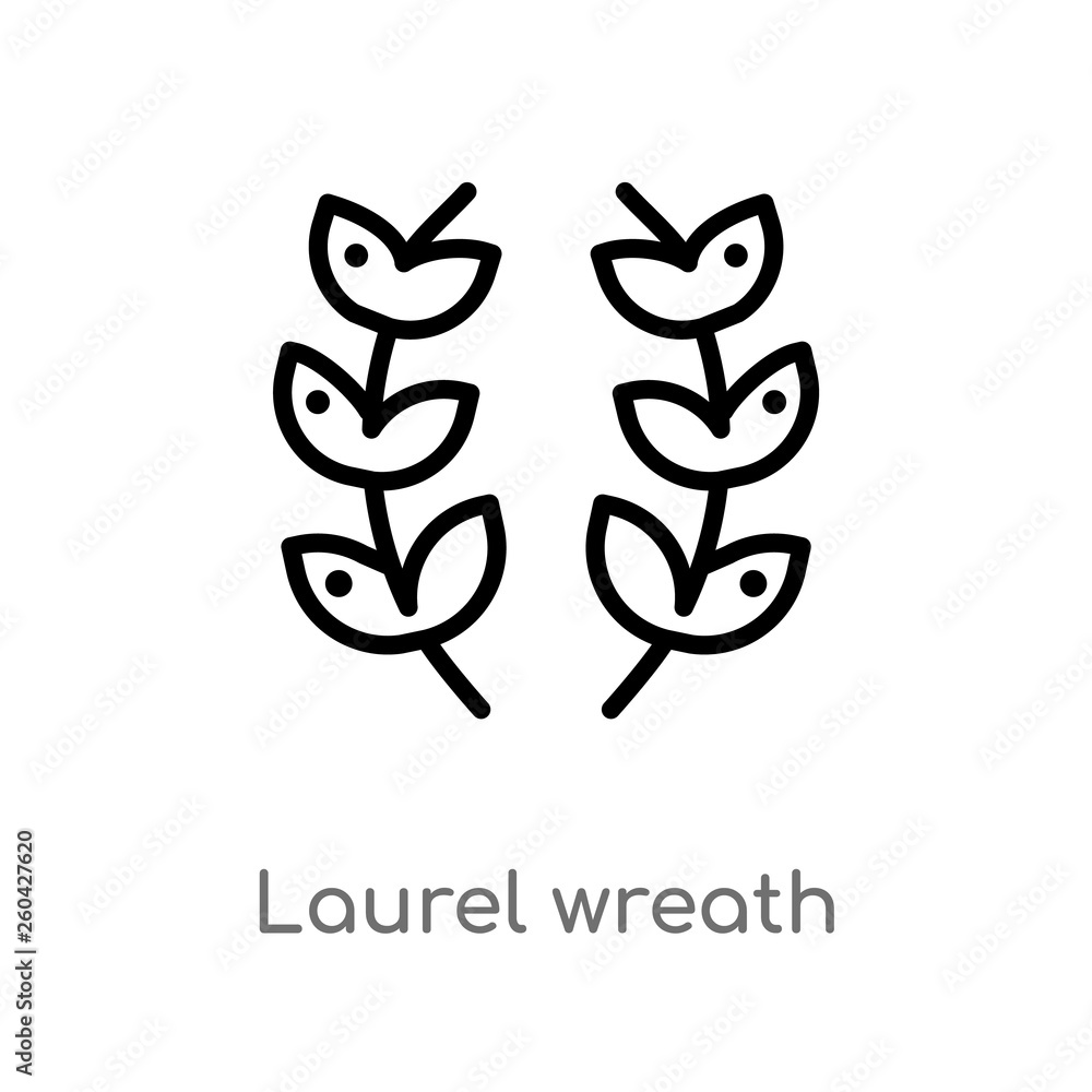 Poster outline laurel wreath vector icon. isolated black simple line element illustration from graduation a
