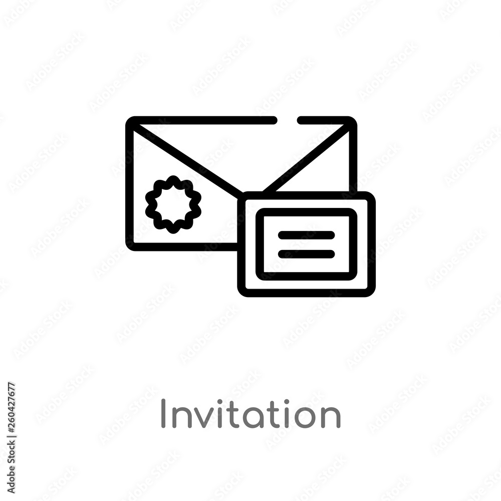Poster outline invitation vector icon. isolated black simple line element illustration from graduation and 