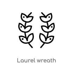 outline laurel wreath vector icon. isolated black simple line element illustration from graduation and education concept. editable vector stroke laurel wreath icon on white background