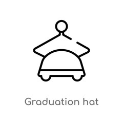 outline graduation hat vector icon. isolated black simple line element illustration from graduation and education concept. editable vector stroke graduation hat icon on white background