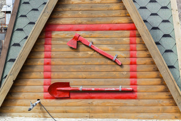 brick small rural lodge for economic needs, a fire hydrant