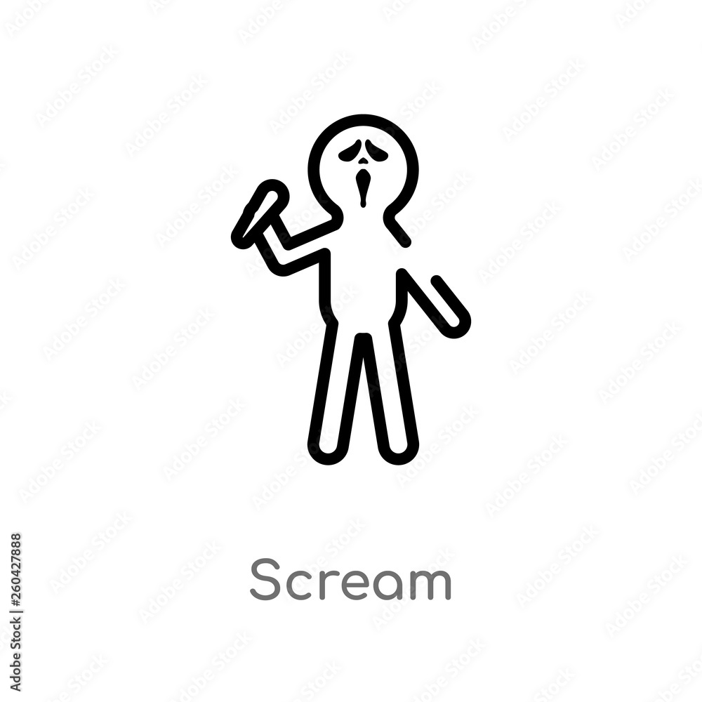 Poster outline scream vector icon. isolated black simple line element illustration from literature concept.