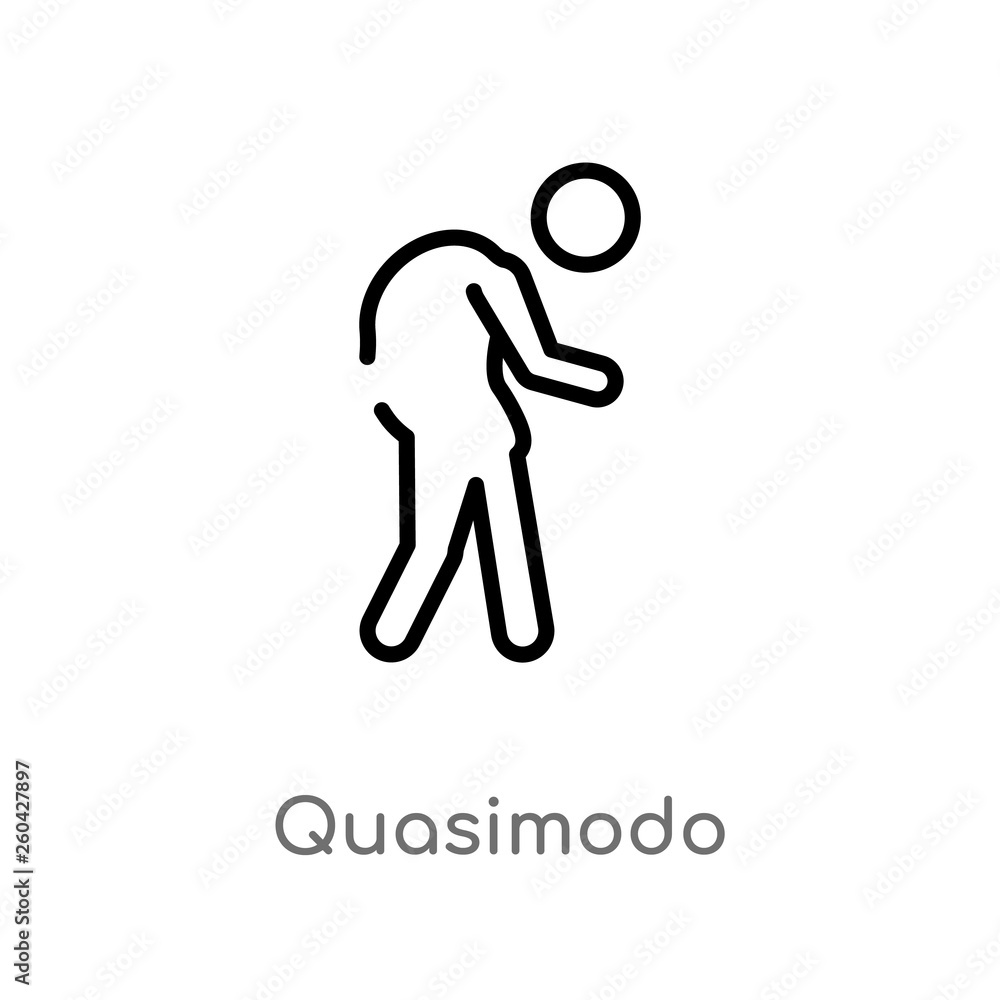 Poster outline quasimodo vector icon. isolated black simple line element illustration from literature conce