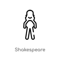 outline shakespeare vector icon. isolated black simple line element illustration from literature concept. editable vector stroke shakespeare icon on white background