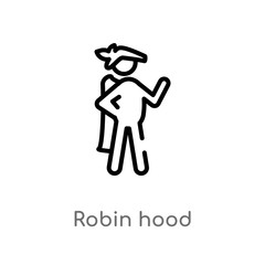 outline robin hood vector icon. isolated black simple line element illustration from literature concept. editable vector stroke robin hood icon on white background