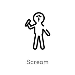 outline scream vector icon. isolated black simple line element illustration from literature concept. editable vector stroke scream icon on white background