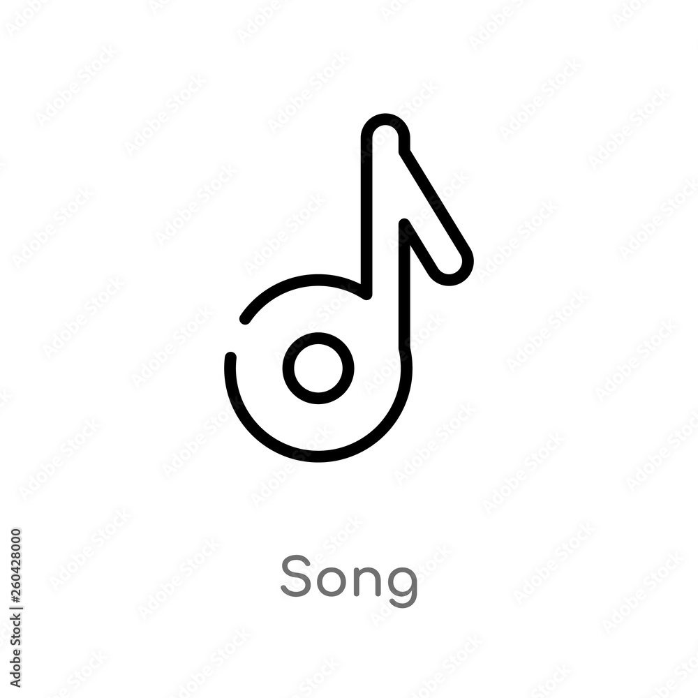 Poster outline song vector icon. isolated black simple line element illustration from literature concept. e