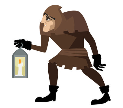 hunchback with candle in the tower