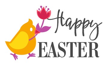 Christian holiday symbols Happy Easter eggs and chicken vector bird
