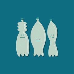 Bottles with faces vector illustrations set