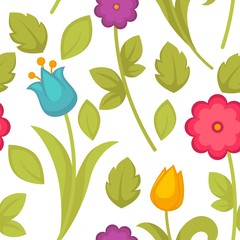 Easter holiday spring flowers tulips seamless pattern vector