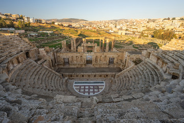 Roman theater in Jerash ancient and ruin city, Jordan, Arab