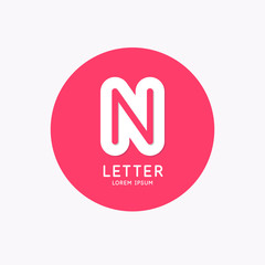 Modern linear logo and sign the letter N.