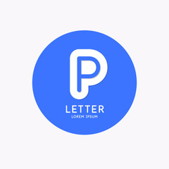 Modern linear logo and sign the letter P.