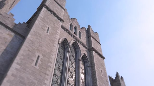Hyperlapse: Facade of St Patrick's Cathedral in Dublin during the day. 4K Resolution