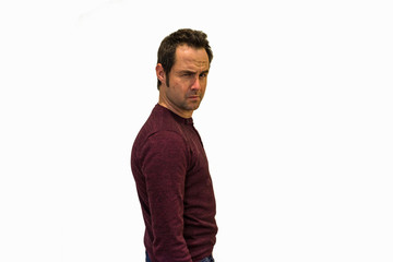 Fototapeta premium Serious man looking sideways