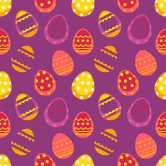 Easter holiday colored eggs with ornament seamless pattern