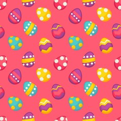 Easter holiday colored eggs with ornament seamless pattern