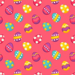 Easter holiday colored eggs with ornament seamless pattern