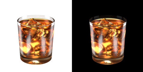 Old Fashioned Iced Cocktail Glass Tumbler on Homogeneous Background