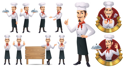 Cartoon Chef Mascot Character with 9 Poses_Vector EPS 10
