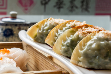 Cantonese style morning tea leek dumpling