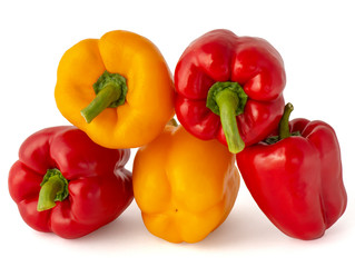 Sweet ripe red and yellow bell peppers for healthy eating and diet