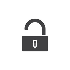 Open lock vector icon. filled flat sign for mobile concept and web design. Unlocked padlock glyph icon. Symbol, logo illustration. Pixel perfect vector graphics