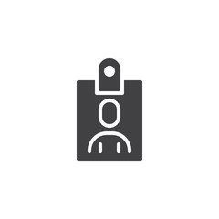 Vertical Id card vector icon. Identity card filled flat sign for mobile concept and web design. Identification card glyph icon. Symbol, logo illustration. Pixel perfect vector graphics