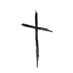 Handdrawn christian cross symbol, hand painted with ink brush. Vector illustration