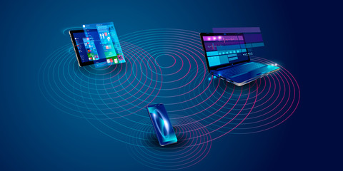 Software, web development, programming concept. Abstract Programming language and program code on screen laptop. Laptop and icons company network . Technology process of Software development