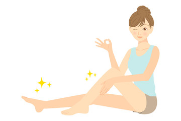 Obraz premium 脚のスキンケアをしている女性 02