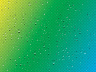 Fototapeta na wymiar vector realistic transparent water drops on a colorful background