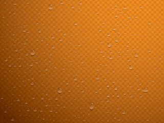 realistic water drops on orange background vector