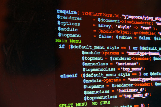 Program code on the screen