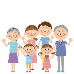 3世代のポップな家族　夏服ではーい！